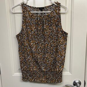 Ann Taylor Floral Sleeveless Top - Black, Yellow, White, Brown